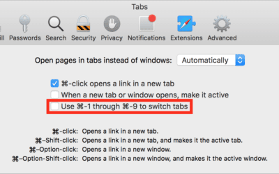 Use Command Keys for Bookmarks instead of Tabs in Safari